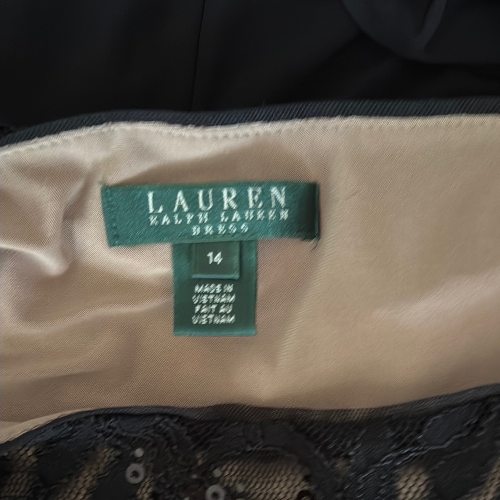 Lauren Ralph Lauren Ruched Black Sequin & Lace Overlay Pullover Cocktail… - Picture 9 of 10